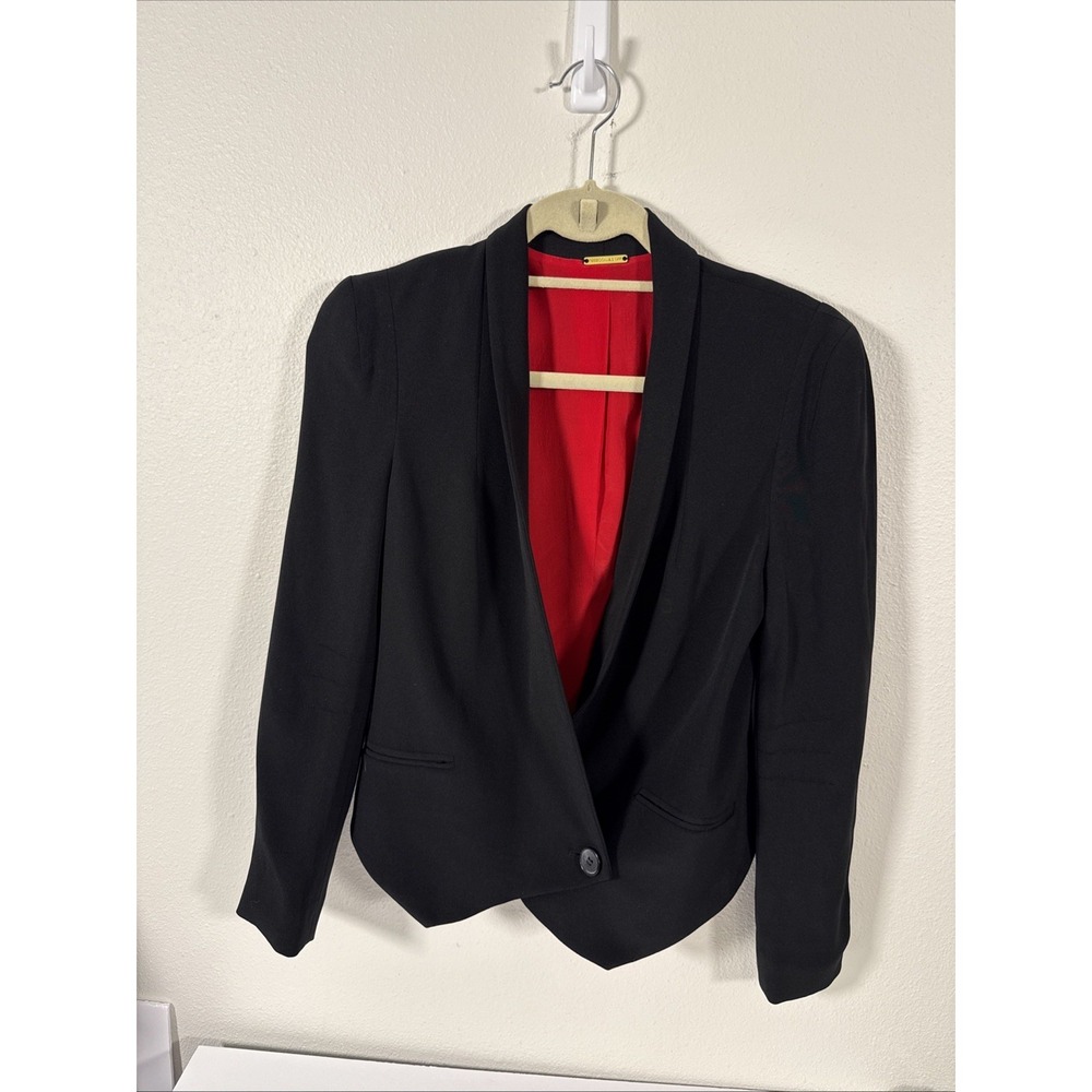 Rebecca Minkoff Jacket‎ Womens Small Black 100% Silk Shawl Collar Blazer USA